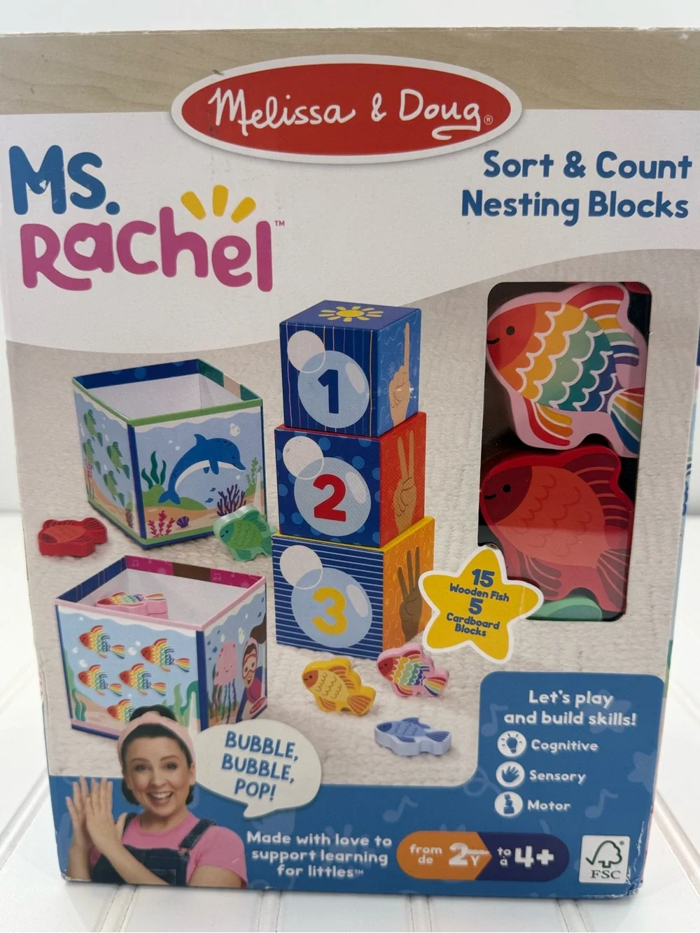 NWT Melissa & Doug Ms. Rachel Sort & Count Nesting Blocks Learning Activity Set